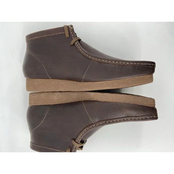 Clarks‎ Boots Mens 11 Wide Brown Shacre Leather Chukka Crepe Wallabee Beeswax